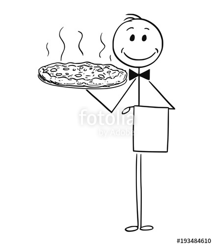 436x500 Cartoon Stick Man Drawing Conceptual Illustration Of Waiter