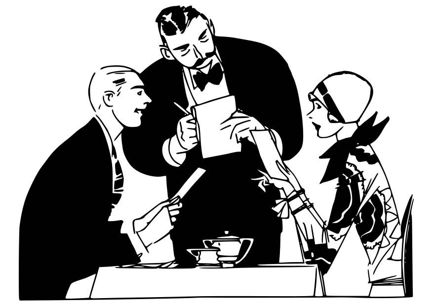 875x620 Coloring Page Waiter In Restaurant
