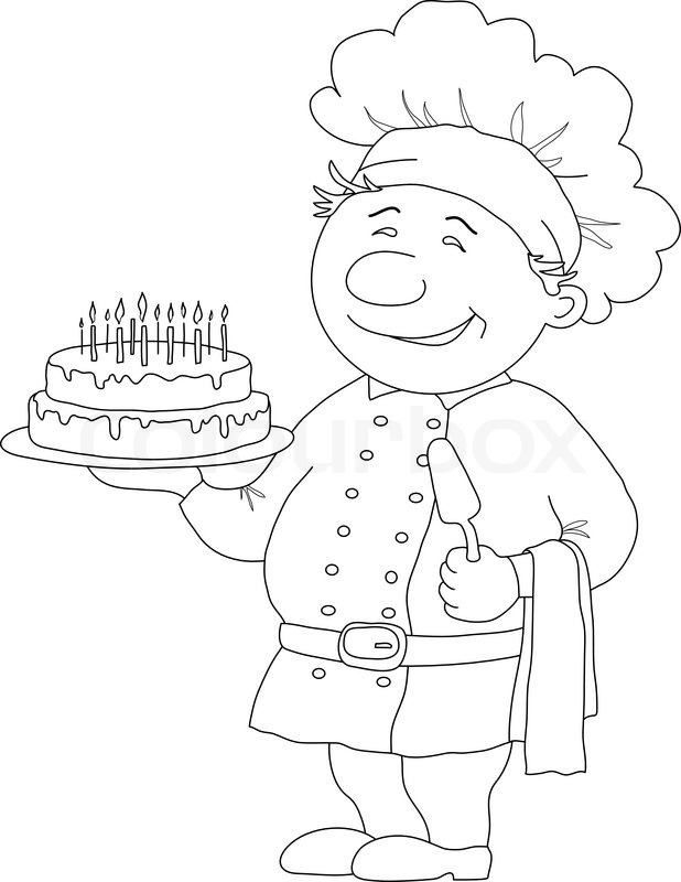 618x800 Cook With Pie, Restaurant Waiter With Cake, Funny Character