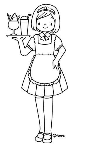 300x500 Waitress Free Coloring Pages Coloring Pages