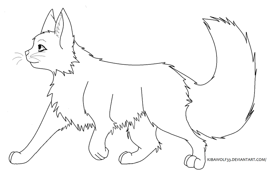 900x586 Cat Walking Lineart By Kibawolf33