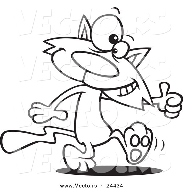 600x620 Vector Of A Cartoon Cat Walking Upright And Holding A Thumb Up