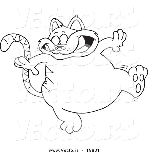 600x620 Vector Of A Cartoon Walking Fat Cat
