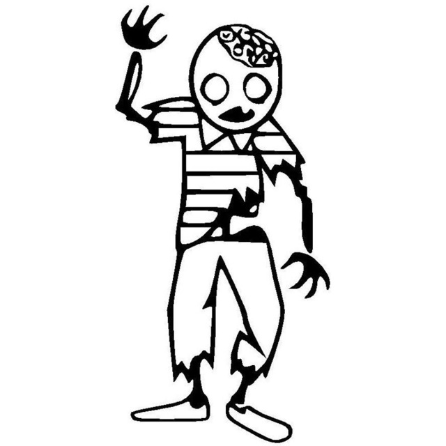 640x640 6.3cm12.9cm Cartoon Walking Dead Zombie Teenage Boy Vinyl Decal