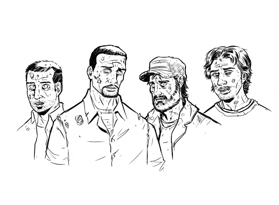900x662 Walking Dead Zombie Omid, Lee, Kenny, And Luke By Kr Whalen