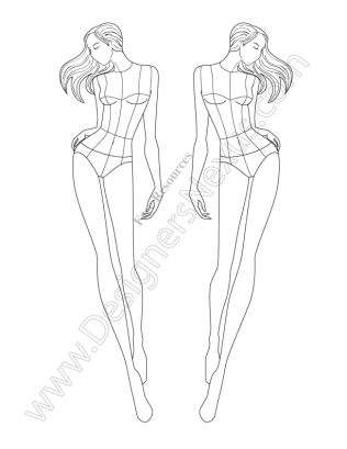316x409 V66 Front View Walking Vector Fashion Croquis Fashion