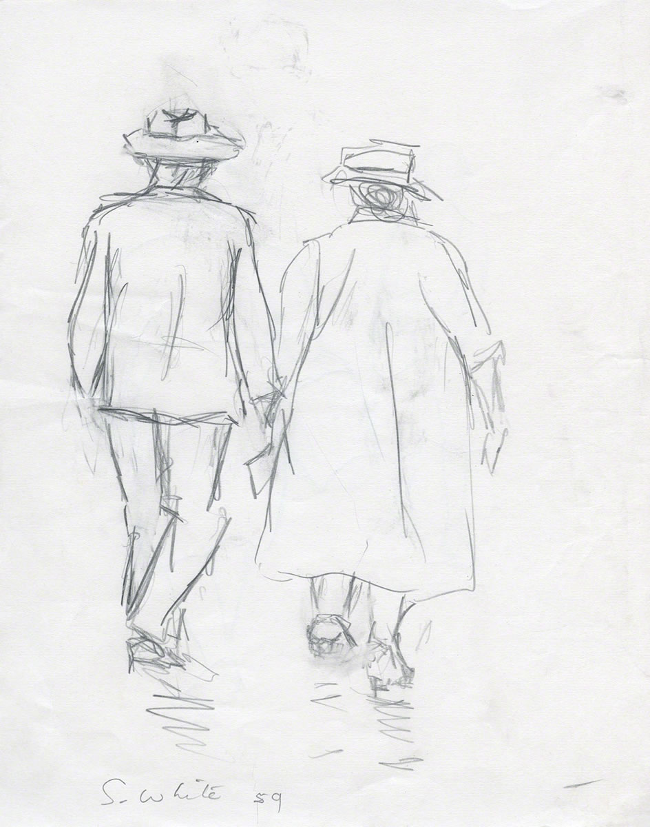 944x1200 Couple Walking 1959 Pencil 25 X 20 Cm By Susan Dorothea White