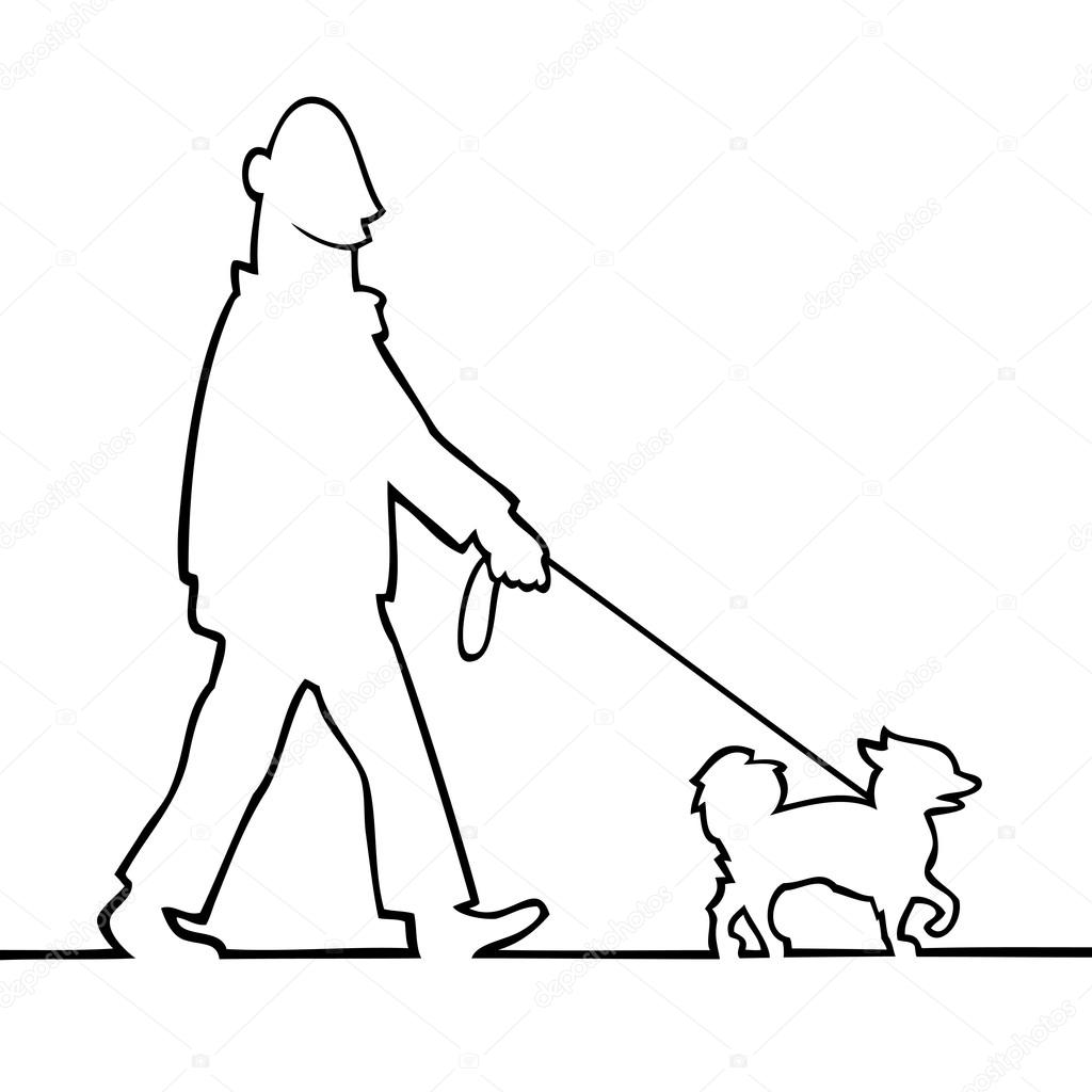 1024x1024 Man Walking The Dog Stock Vector Noedelhap