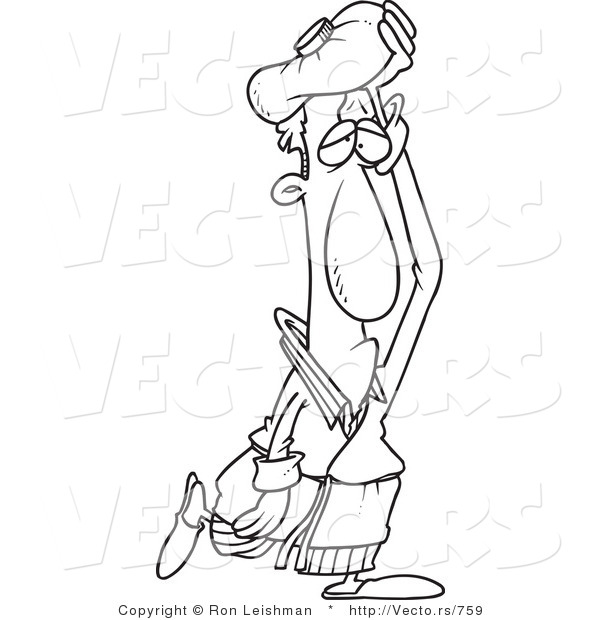 600x620 Vector Of A Cartoon Sick Man Walking Around A Fever
