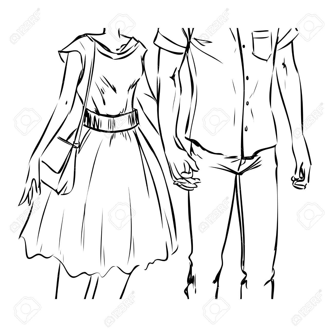 1300x1300 Young Modern Couple Are On A Date. Man And Woman Walk And Hold