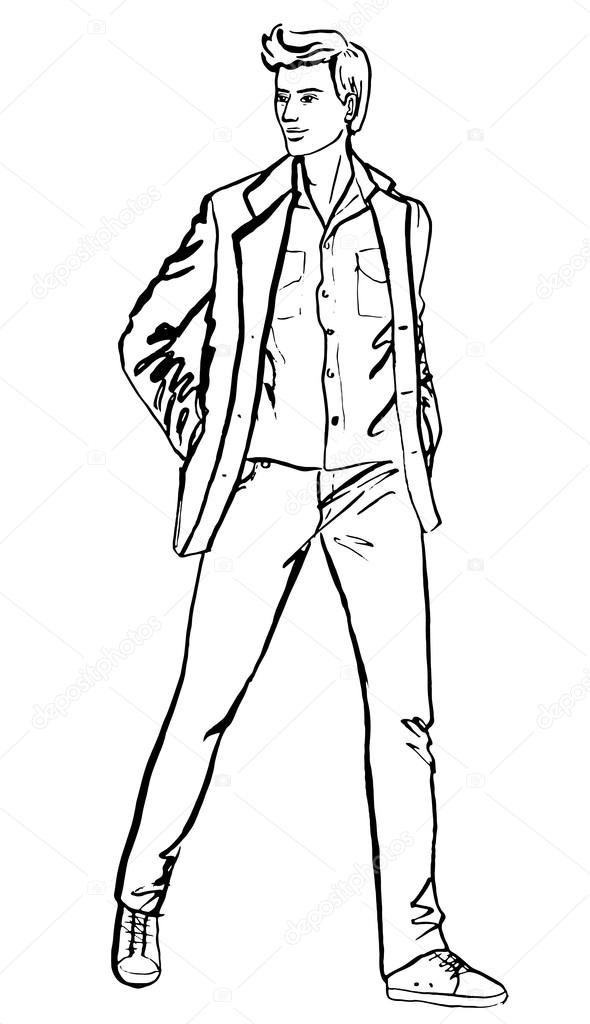 590x1024 Man Walking On Street Stock Vector Prikhnenko