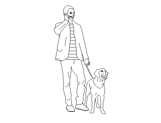 531x407 A Man Walking With Dog Cad Block
