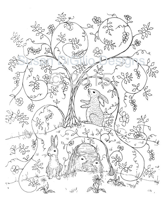 570x738 Diy Wall Decor Printable Coloring Page Bunnies In