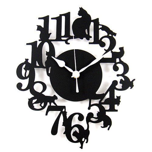 500x500 Kc02 Black Cat Silhouette Wall Clock Movement Made In Japan Cat
