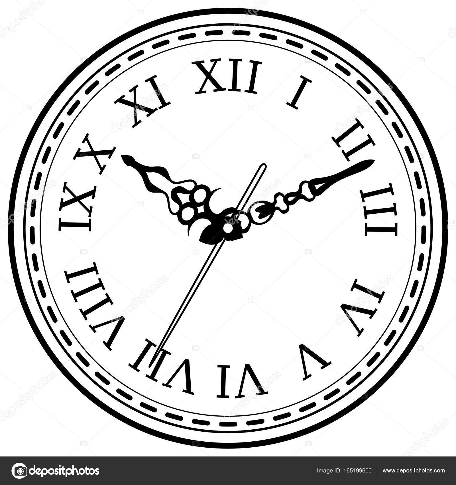 1600x1700 Vintage Clock Hand Drawn Sketch Isolated Stock Vector Tiverets