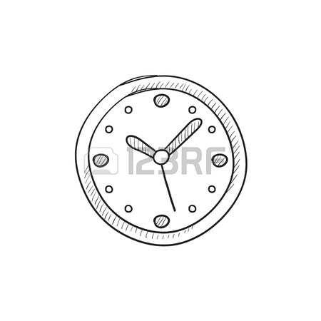 450x450 Wall Clock Vector Sketch Icon Isolated On Background. Hand Drawn