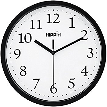 350x350 Hippih Black Wall Clock Silent Non Ticking Quality