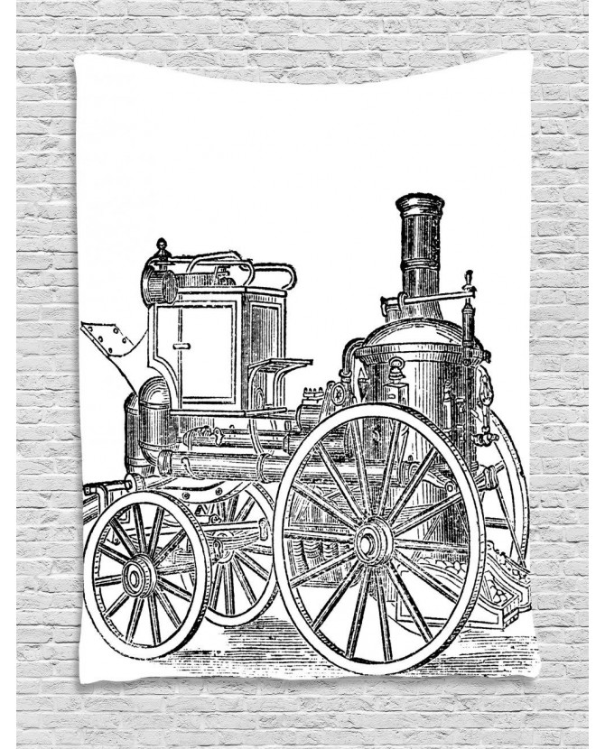 670x830 Engine Tapestry Old Fireman Truck Printed Wall Hanging