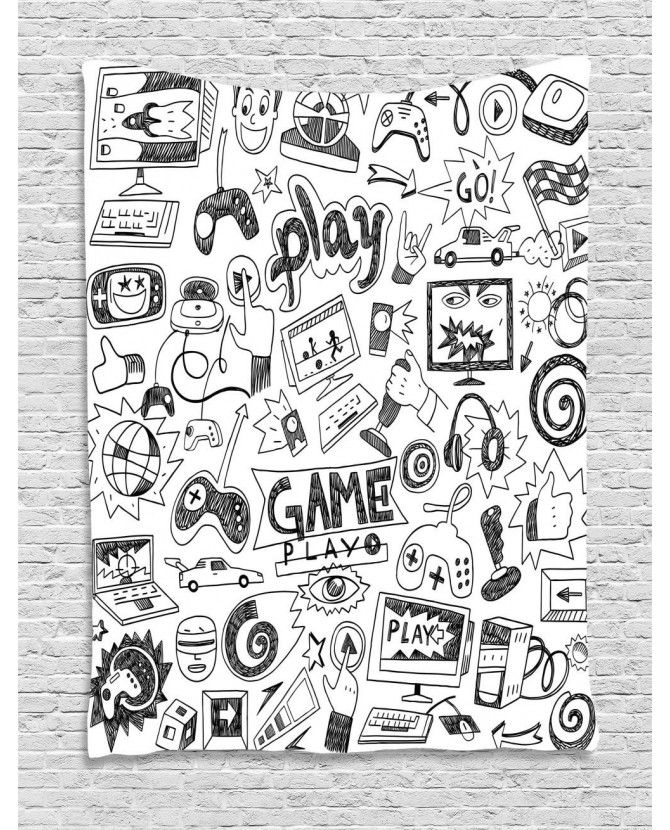 670x830 Games Tapestry Black And White Printed Wall Hanging