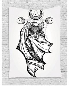240x300 Tapestry Bat With Moons Spiritual Printed Wall Hanging