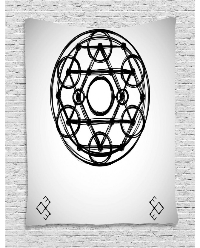 670x830 Tapestry Sacred Geometry Sketch Printed Wall Hanging