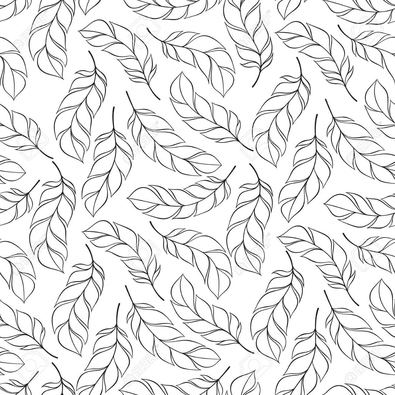 1300x1300 Vintage Seamless Pattern With Hand Drawn Feathers. For Desktop