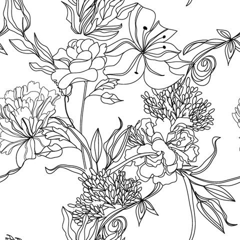 480x480 Sketch Floral Removable Wallpaper Wall Decals, Wallpaper And Walls