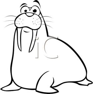 298x300 Walrus Coloring Page Clipart Image