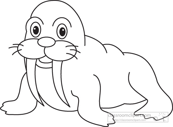 550x406 Walrus Marine Life Black White Outline 049.jpg Clip Art