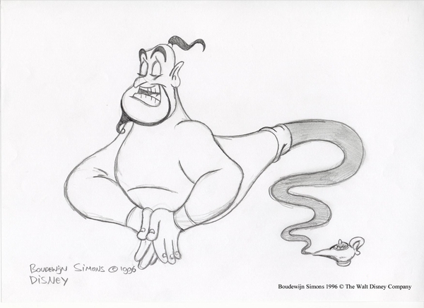 600x436 Disney Cartoon Pencil Drawings Walt Disney S Aladdin Pencil