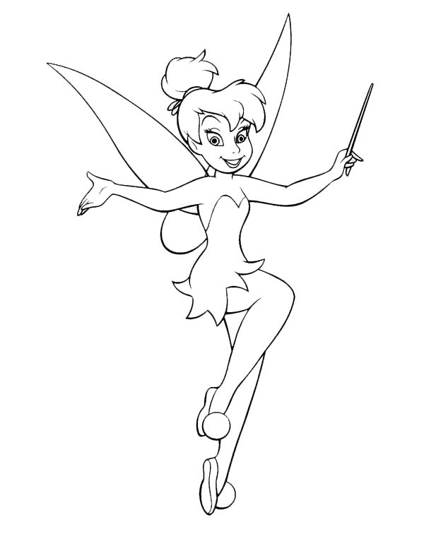 600x756 Tinkerbell Ready To Spread Pixie With Her Magic Wand Coloring Page