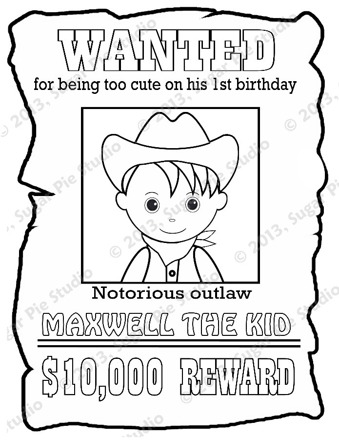 695x900 Personalized Printable Wanted Cowboy Poster Birthday Party