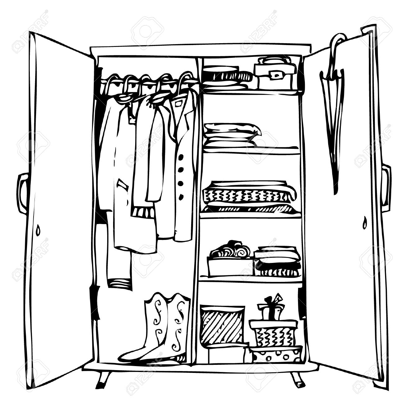 1300x1300 Wardrobe With Clothes Royalty Free Cliparts, Vectors, And Stock
