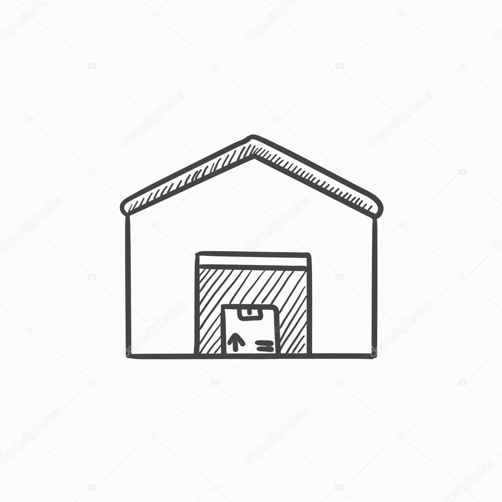 1024x1024 Warehouse Sketch Icon. Stock Vector Rastudio
