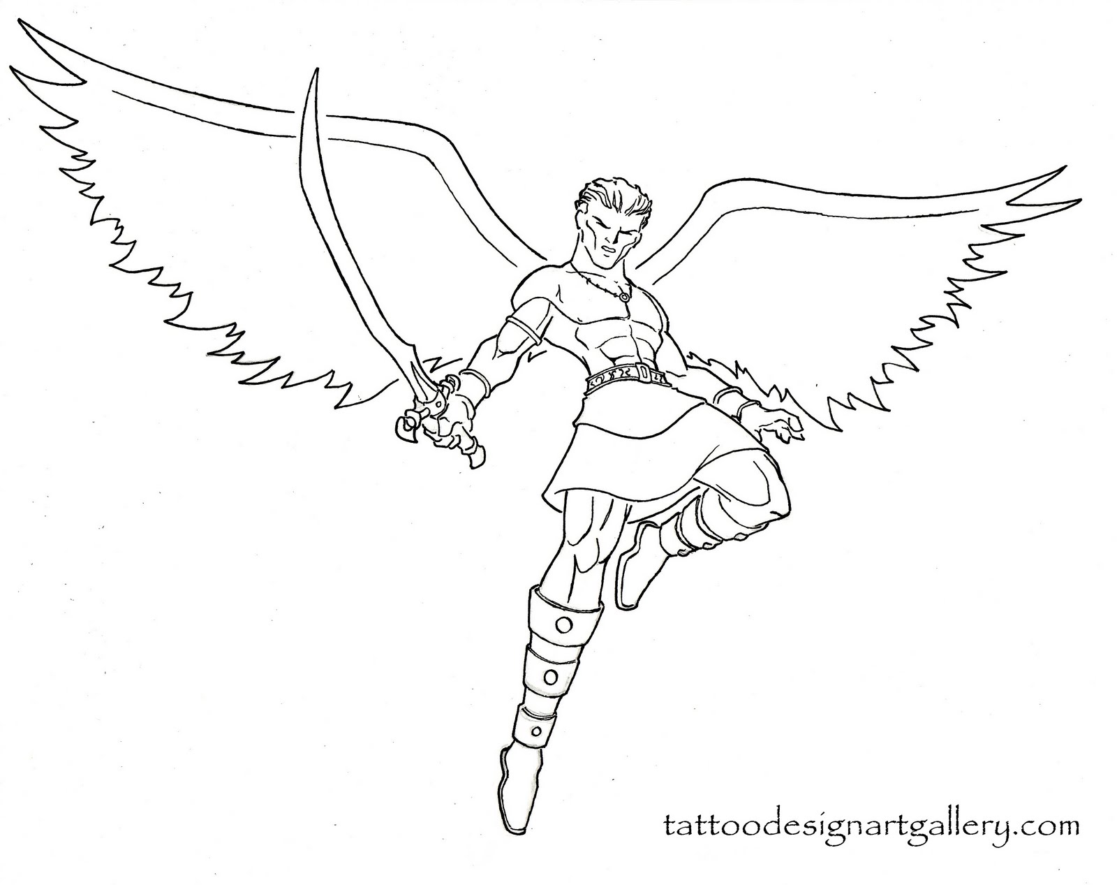 1600x1267 Angel Warrior Tattoo Design Sword Amp Sorcery Drawing Angel