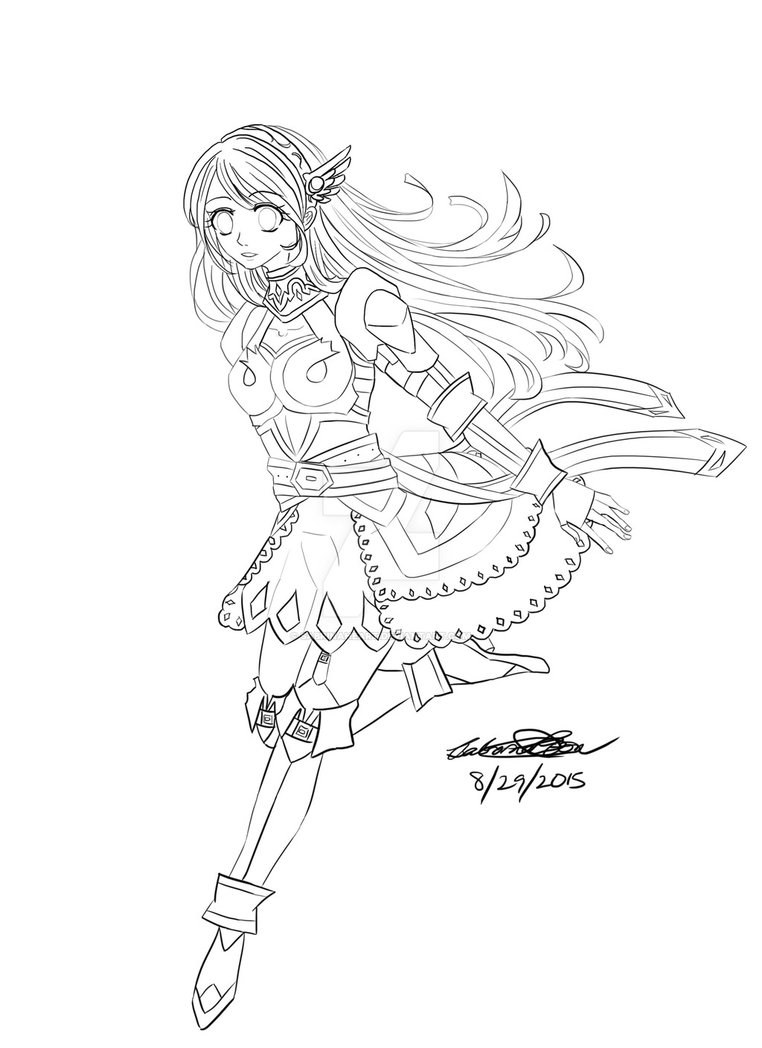 762x1048 Warrior Girl ( Line Art ) By Sabrinaheart