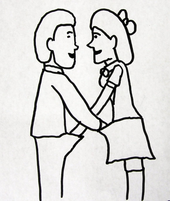 580x688 Two People Shaking Hands Drawing