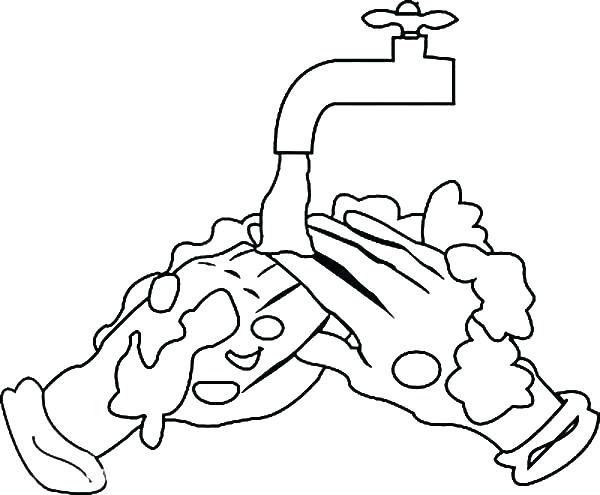 600x495 Hand Washing Coloring Page