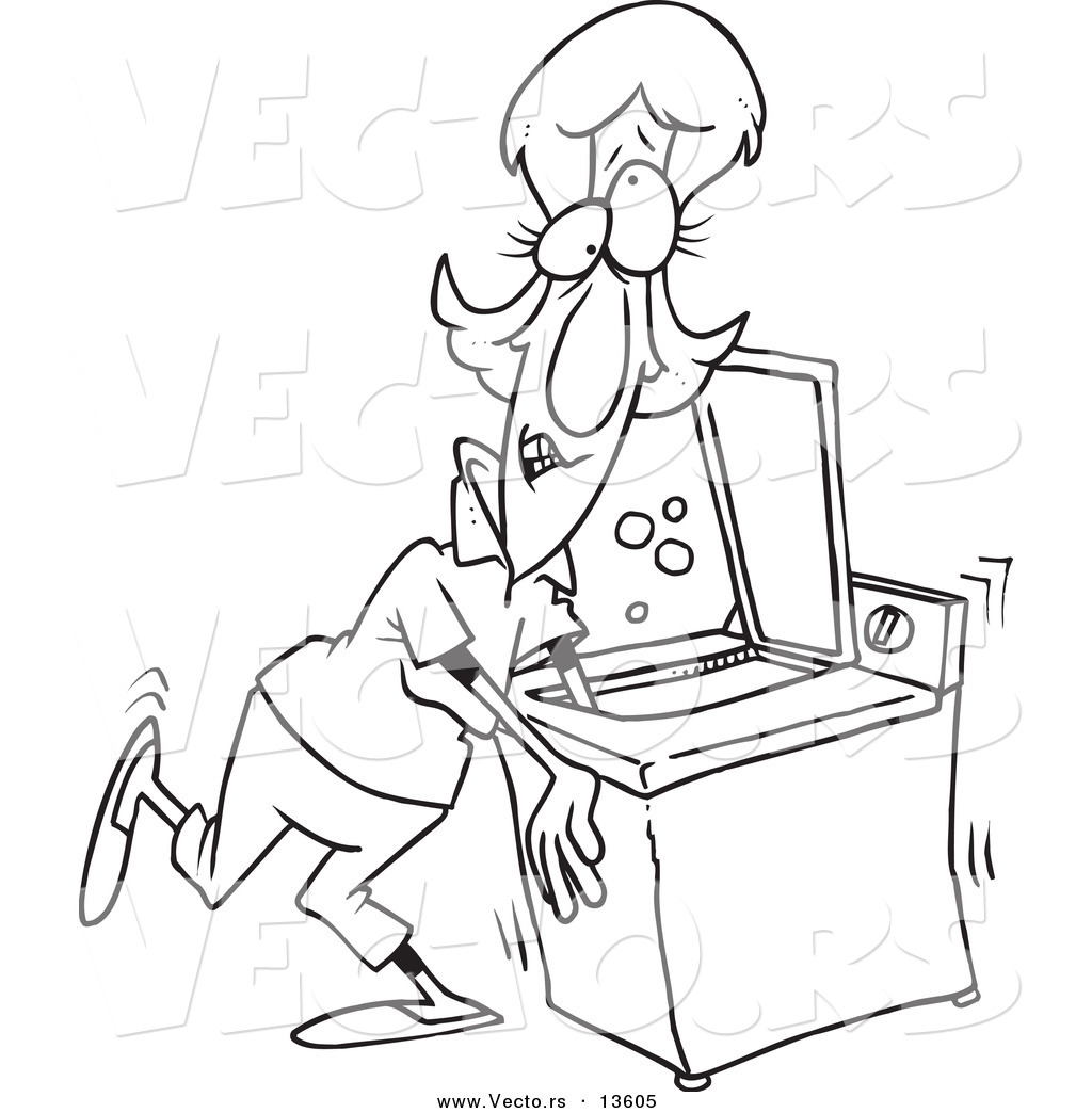 1024x1044 Vector Of A Cartoon Woman With Her Arm Stuck In A Washing Machine
