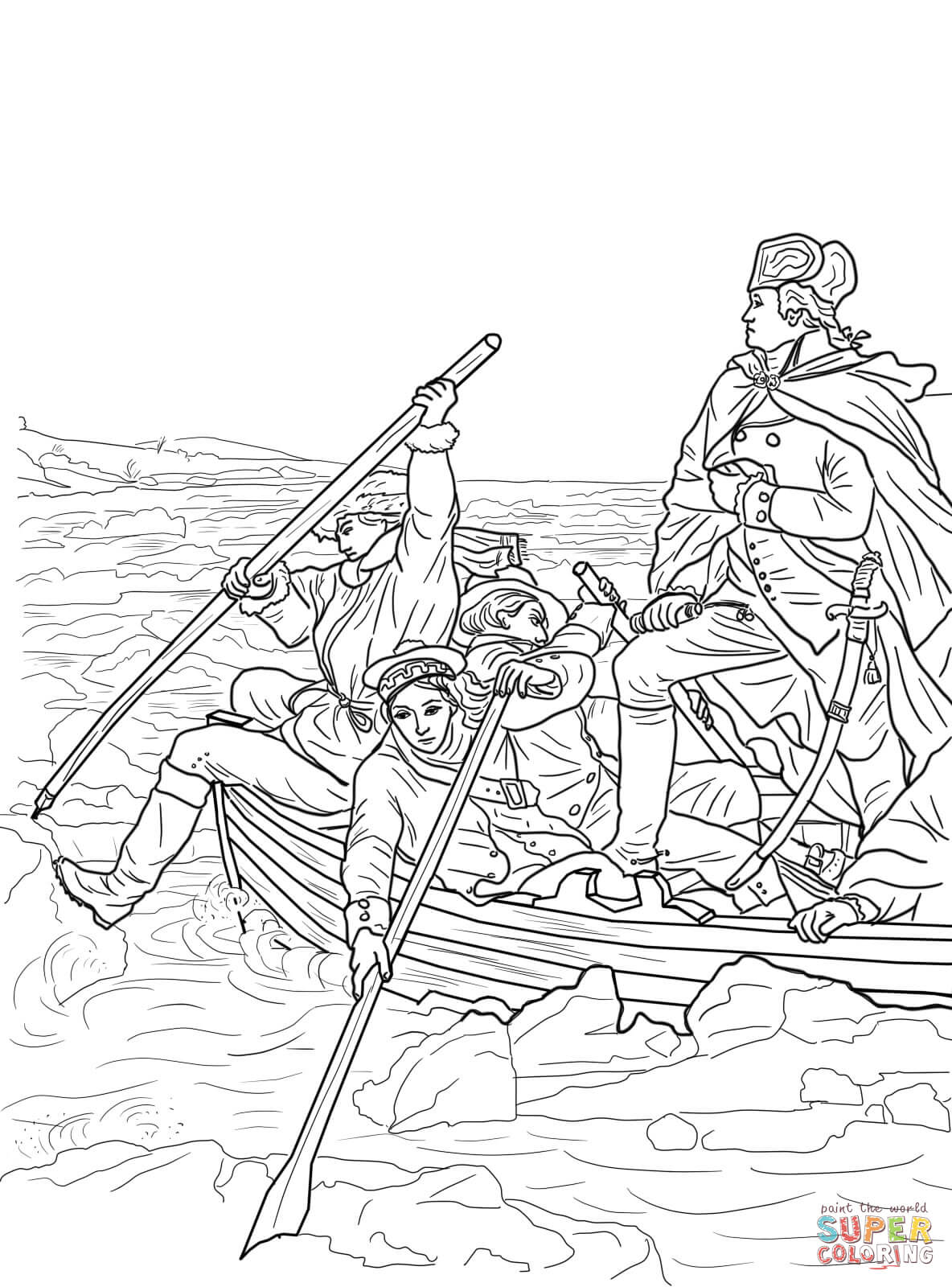 1184x1600 George Washington Crossing The Delaware Coloring Page Free