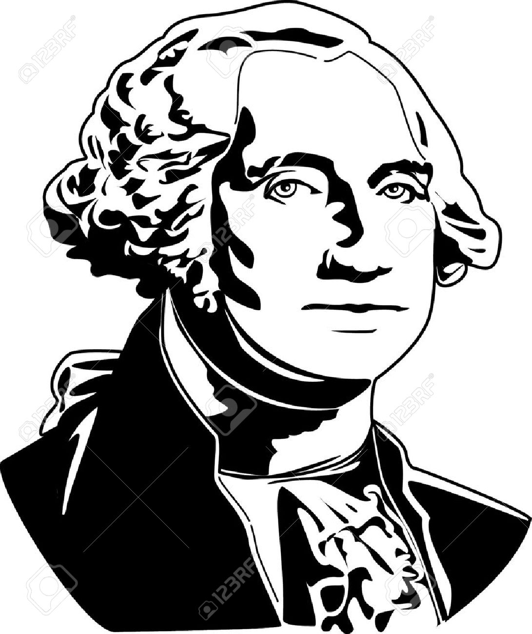 1091x1300 Black And White Vector Illustration Of George Washington Royalty
