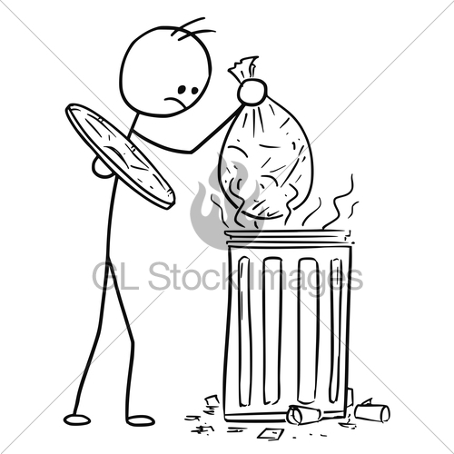 500x500 Vector Stick Man Cartoon Of Men Throwing Waste Trash Bag Gl