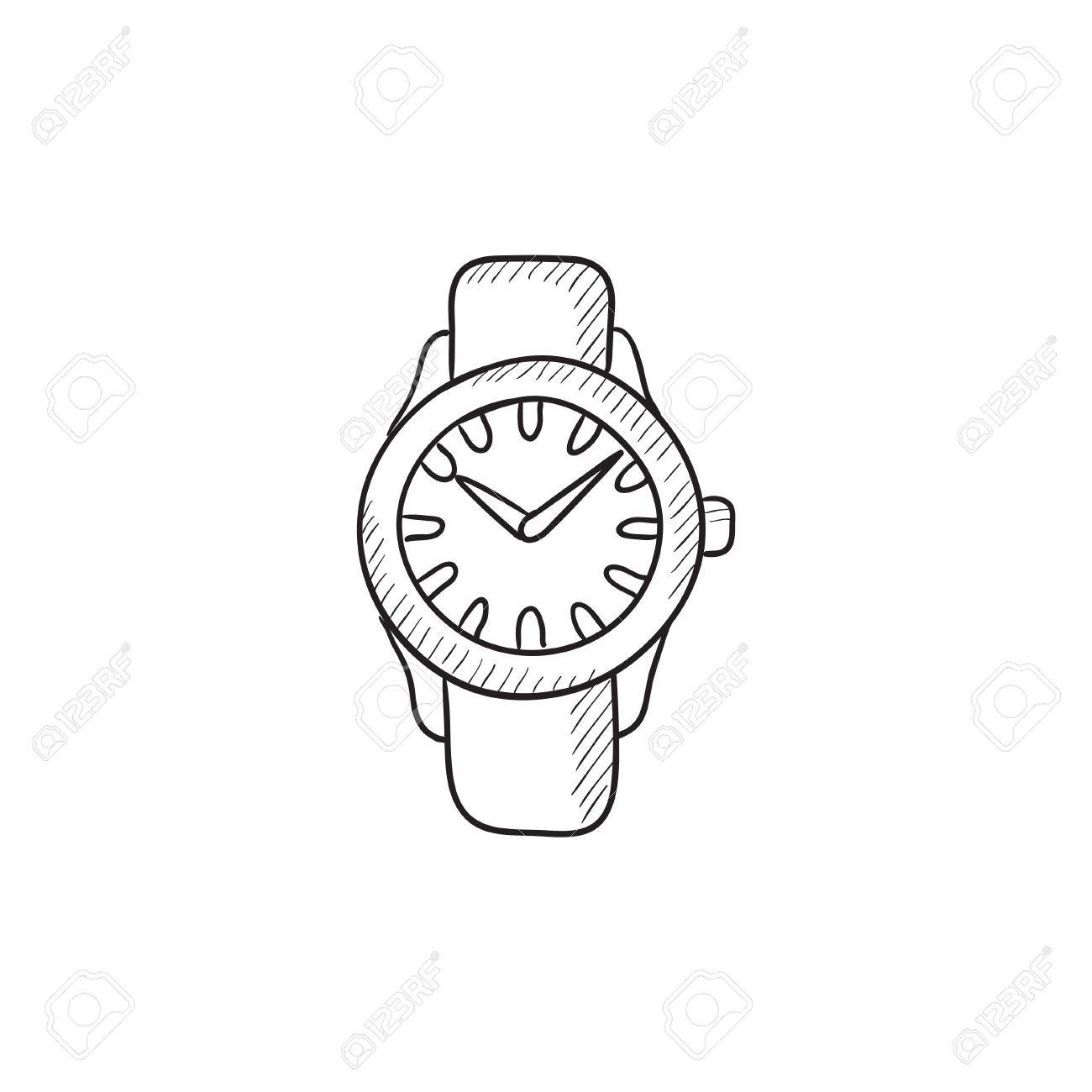 1300x1300 Wrist Watch Sketch Icon For Web, Mobile And Infographics. Hand