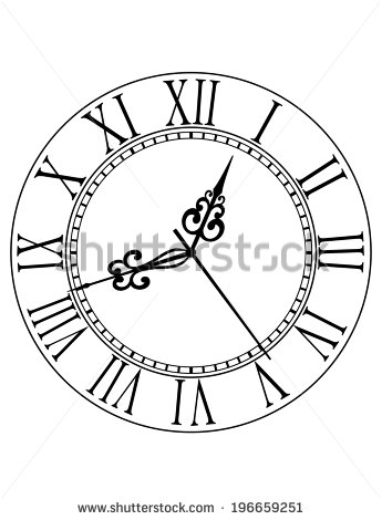 345x470 Old Black And White Clock Face With Roman Numerals And Ornate
