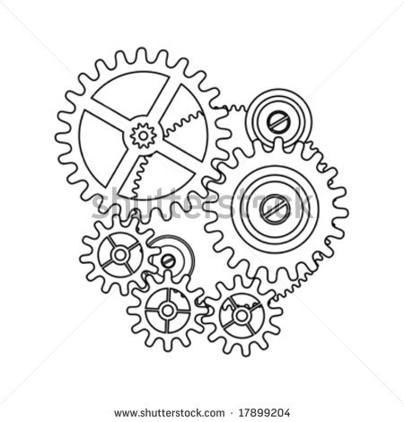 450x470 Clock Gear Shape Blueprint Outline
