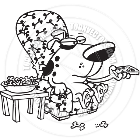 460x460 Cartoon Dog Watching Tv (Black And White Line Art) By Ron Leishman