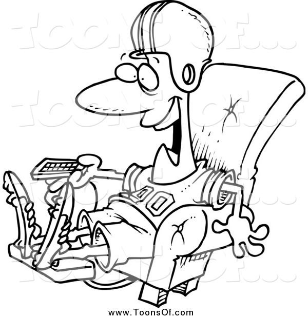 600x620 Clipart Of A Blackd White Happy Football Fan Watching Tv In