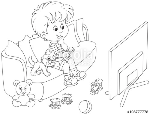 500x386 Little Boy Sitting On The Sofa Watching Tv Stock Image