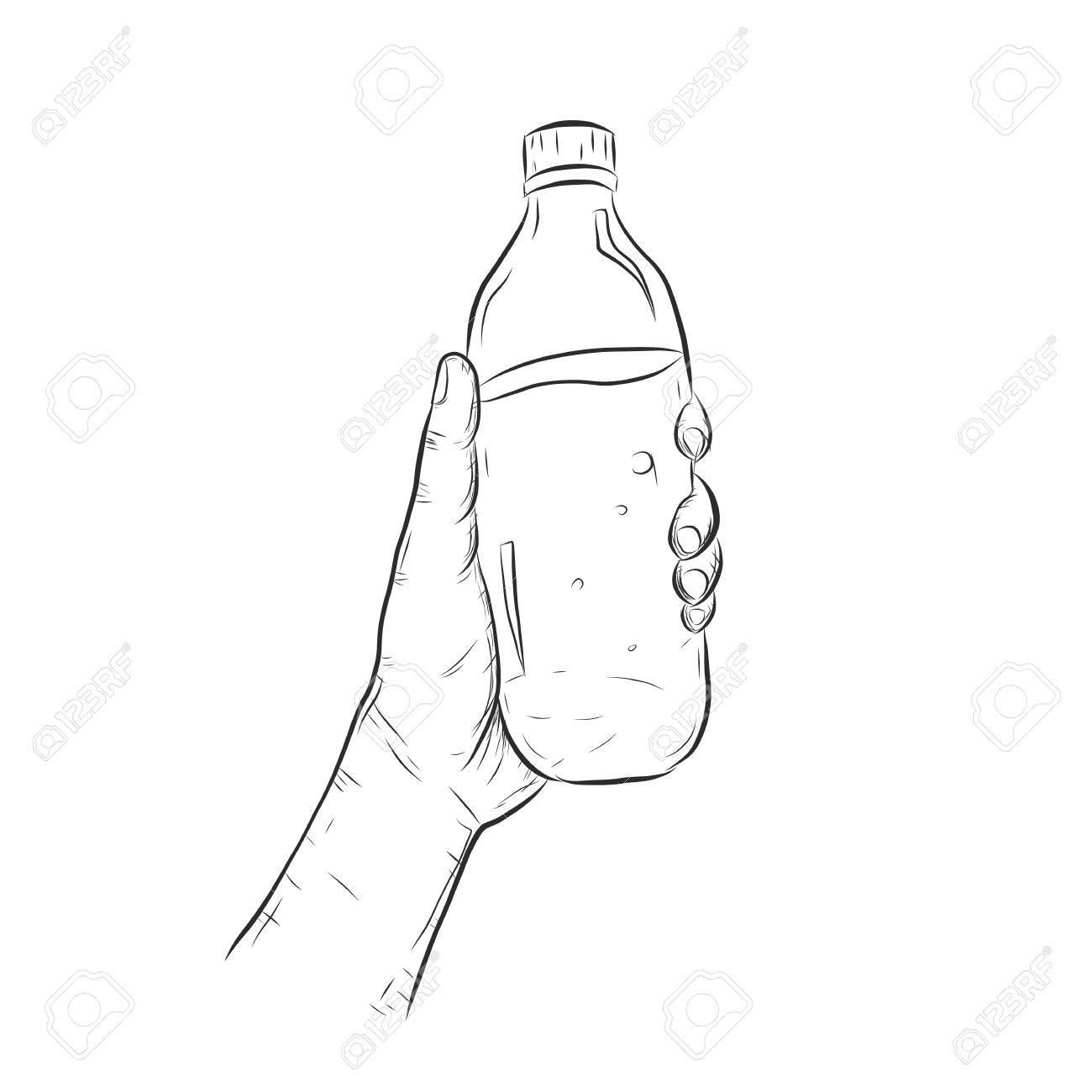 1300x1300 Hand With Bottle Of Water.bottle Of Water By Hand Drawing Royalty