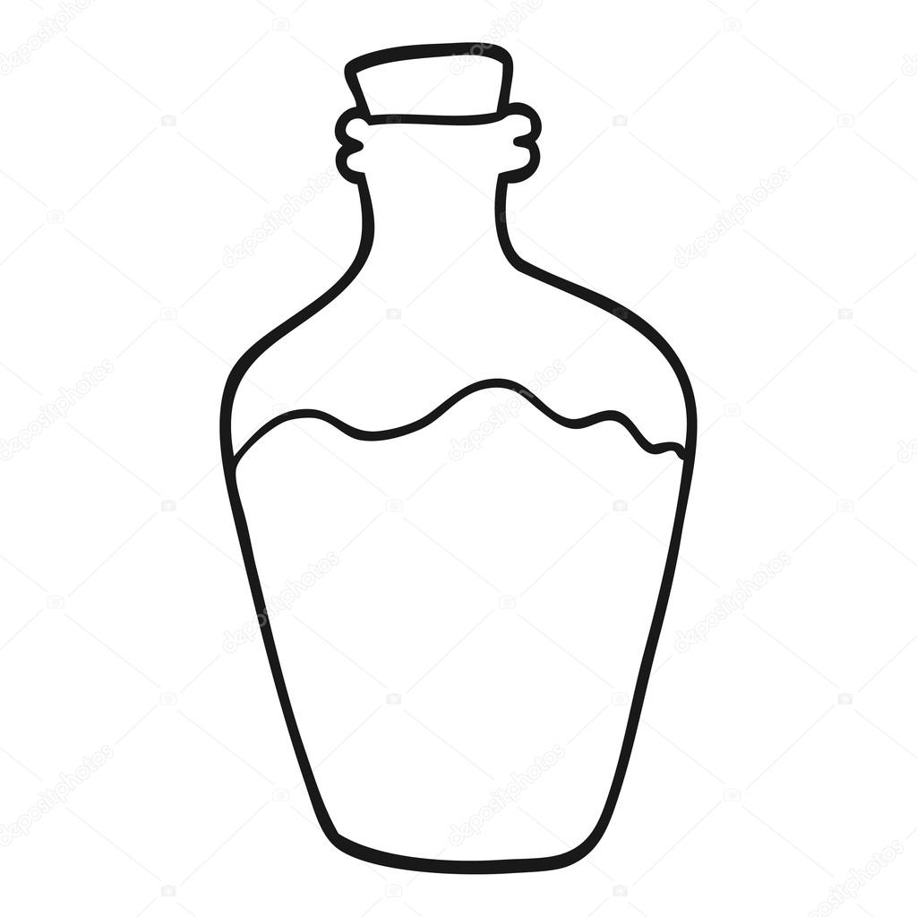 1024x1024 Black And White Cartoon Water Bottle Stock Vector